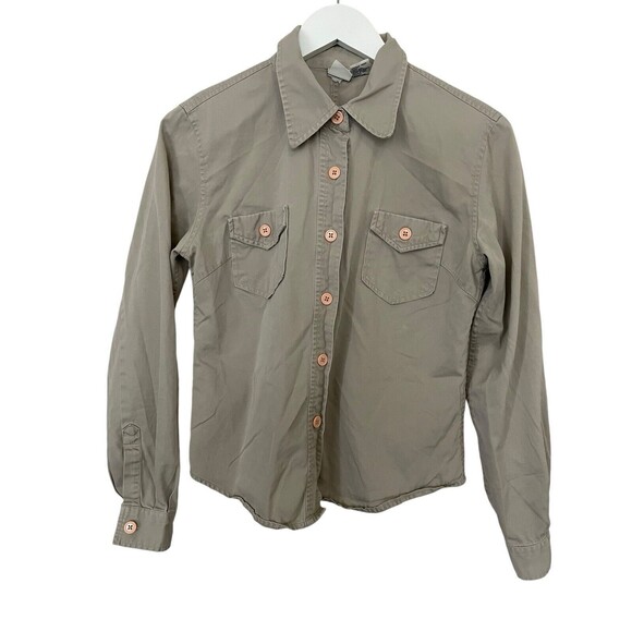 GAP Cargo Shirt in Khaki Long Sleeve Womens SZ S - Picture 1 of 12